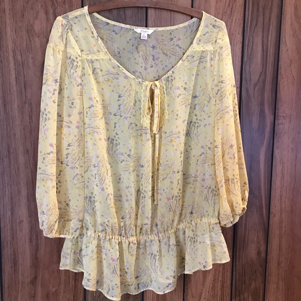 Sheer floral print blouse